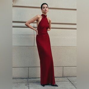 NWT Commense Open Back Satin Halter Dress – S